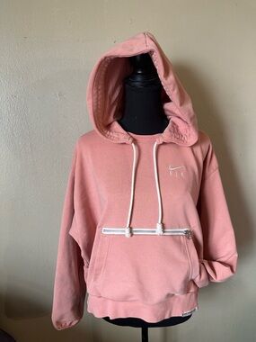 Nike Embroidered hoodie size M Logo Big Pocket Short Sports Light coral orange